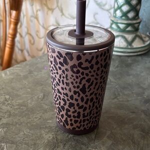 HydroJug Brown Leopard Print Tumbler with Straw